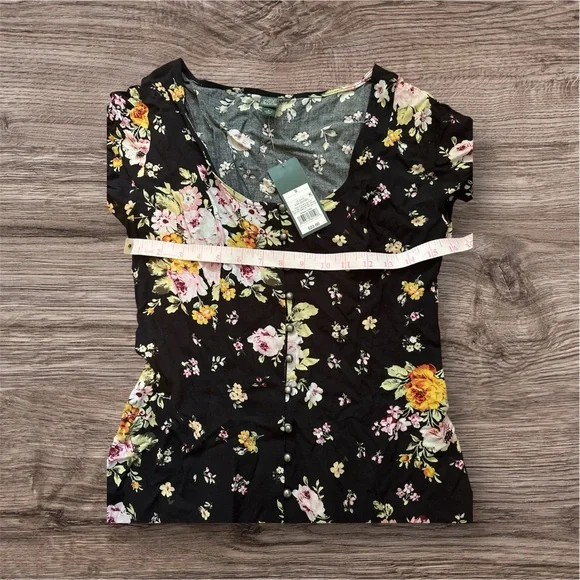 Wild Fable Black Pink Cottagecore Floral Scoop Neck Button-Up Mini Dress Sz S - Picture 4 of 6